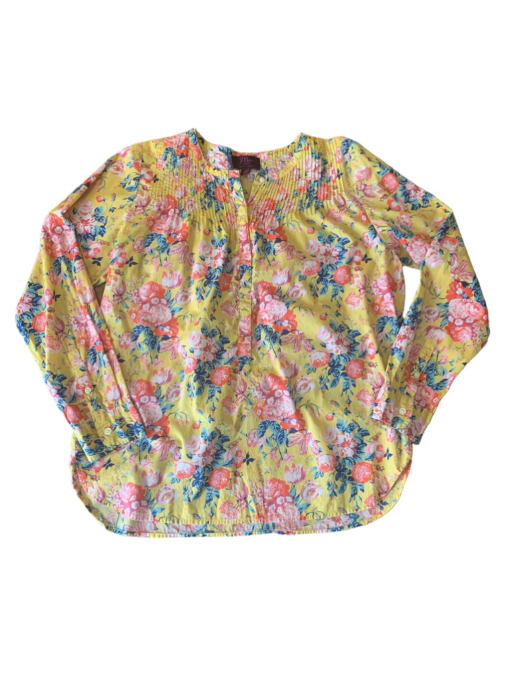 J.Crew Liberty Fabric Floral Blouse Size 2 Yellow Pink